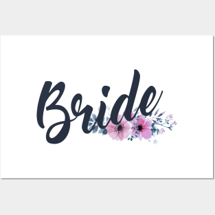 Bride Floral Wedding Calligraphy Design Posters and Art